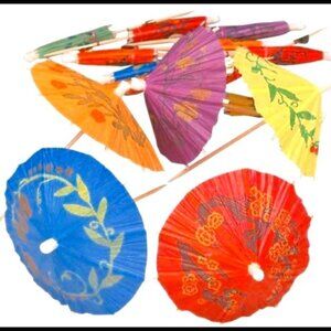 NWT Tiki Tropical Umbrellas Bar Retro Paper Parasols 144-Count Hawaii Party BBQ